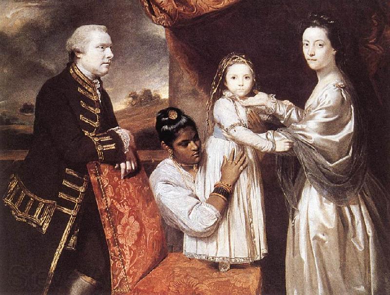 REYNOLDS, Sir Joshua George Clive and his Family with an Indian Maid Spain oil painting art